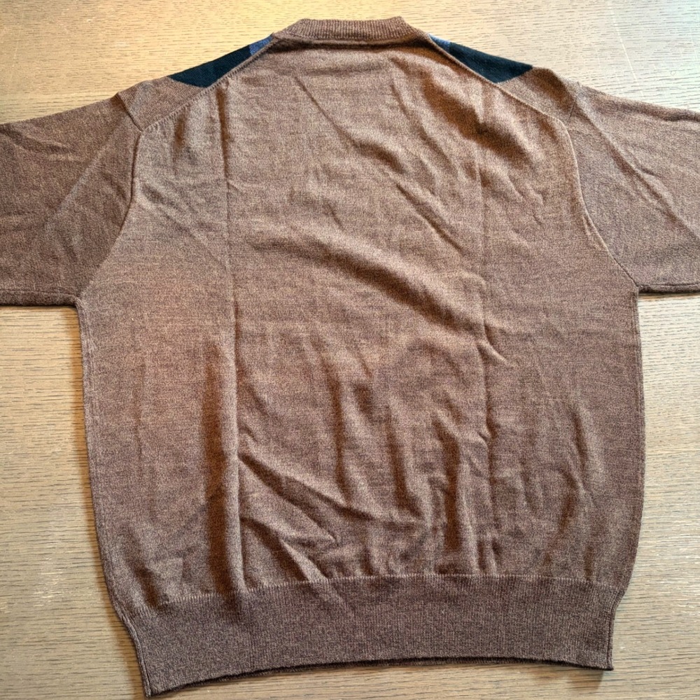 Robert Talbott Mens Argyle Crewneck Sweater Brown Blue Black Size M - Picture 8 of 9
